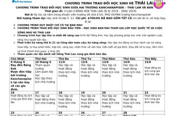 CHƯƠNG TRÌNH DU HỌC HÈ TẠI THAILAND: TRAO ĐỔI HỌC SINH GIỮA 2 TRƯỜNG